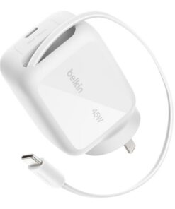 Alternative view of Belkin UltraCharge 45W Retractable GaN Wall Charger